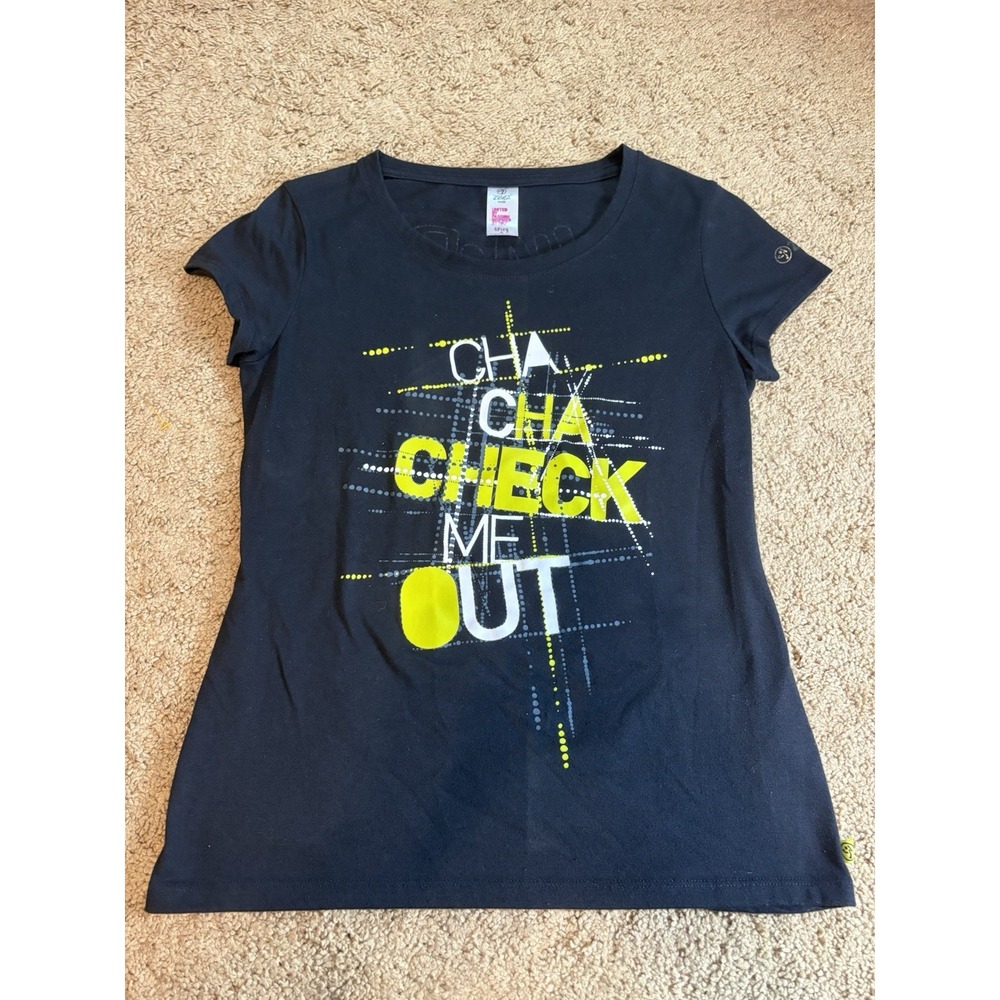 Zumba T-Shirt Women's Small Cha Cha Check Me Out Black‎ Activewear
